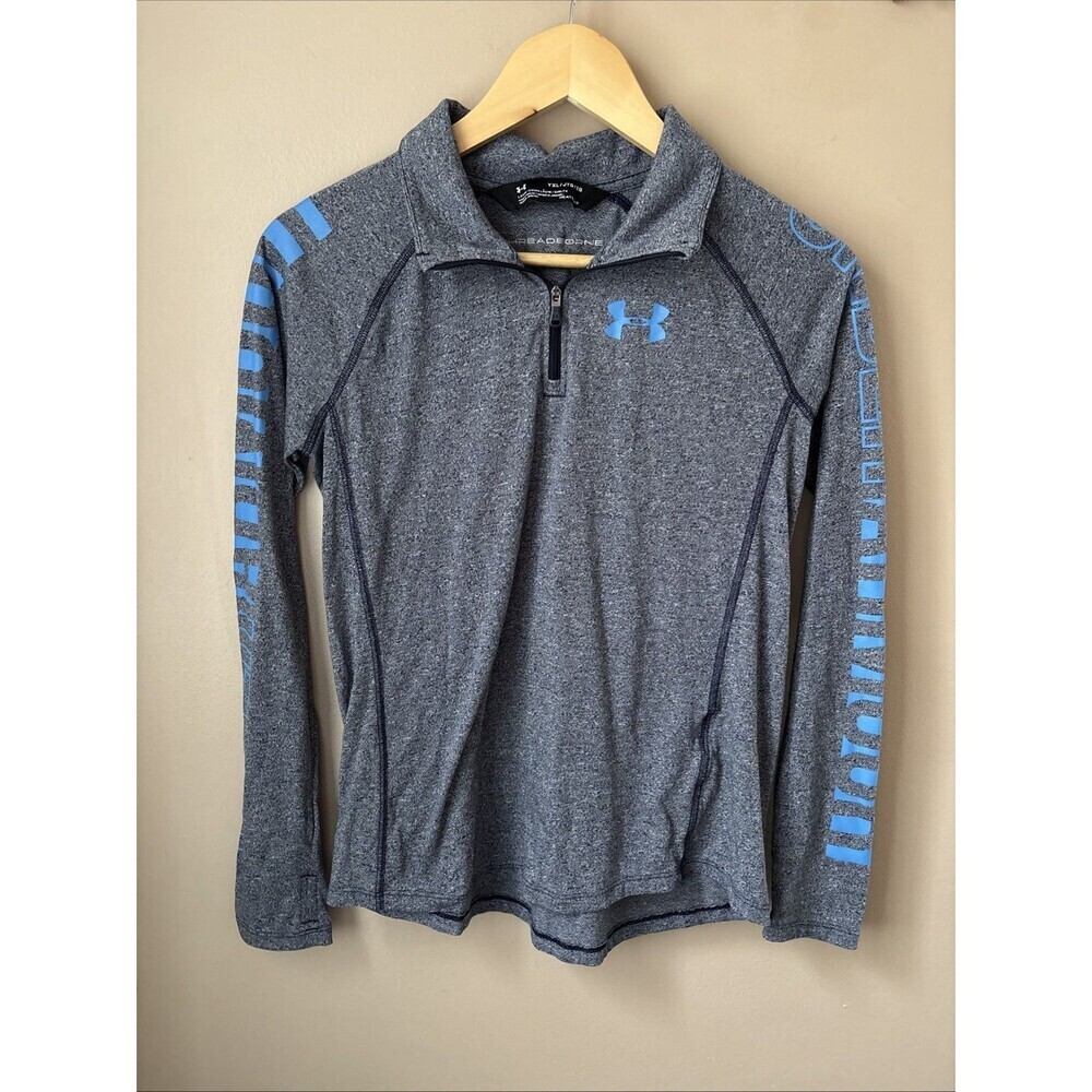 Under Armour Boys XL Blue Quarter Zip HeatGear Pullover Athletic Top